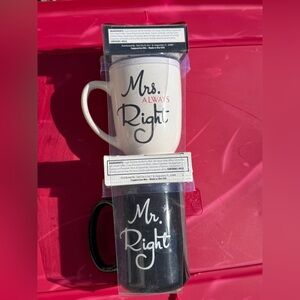Mrs. Always Right and Mr. Right Mug Set - Black and White